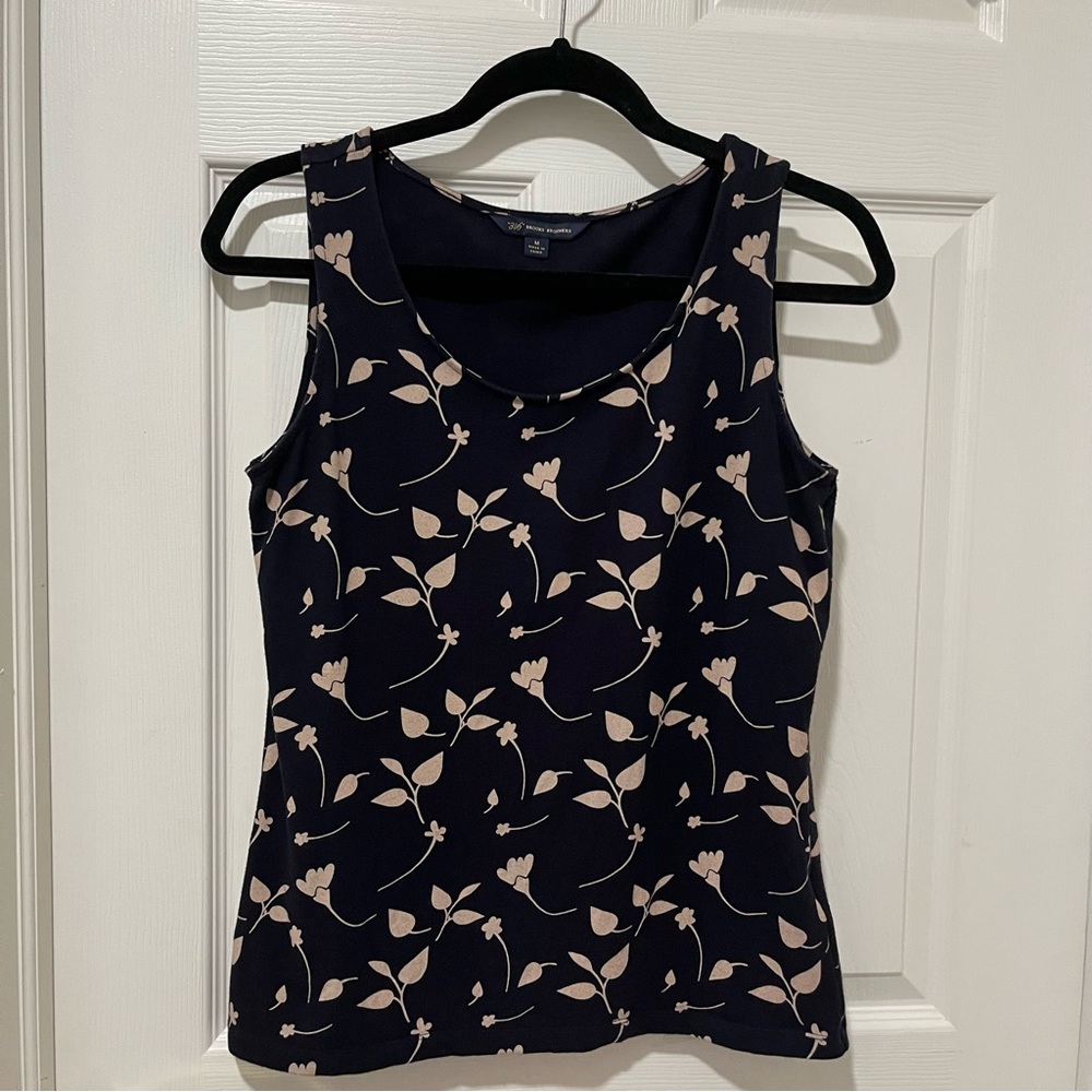 Brooks Brothers Black and Tan‎ Fitted Sleeveless Tank Top